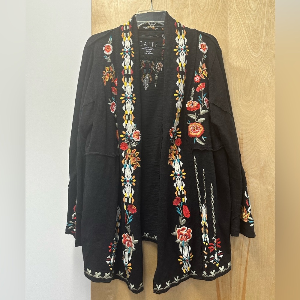 CAITE handmade floral cardigan. Size L Beautiful is the only why to describe it!